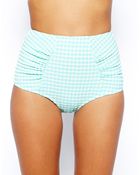 Asos Seersucker High Waisted Bikini Bottom - Lyst