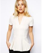Asos Smart Peplum Top With V Neck - Lyst