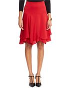Lauren by Ralph Lauren Ruffled Drop-Waist Silk Skirt - Lyst