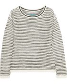 Alice + Olivia Ethan Striped Open-Knit Linen-Blend Sweater - Lyst