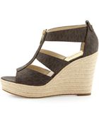 MICHAEL Michael Kors Damita Logo Zipper Wedge Sandal - Lyst