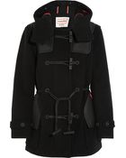 Hunter Leather-Paneled Wool-Blend Felt Duffle Coat - Lyst