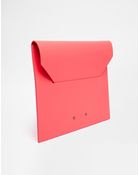 Jas Mb Jas Mb Recycled Leather Clutch In Neon Pink - Lyst