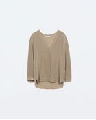 Zara Silk V-Neck Blouse - Lyst