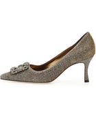Manolo Blahnik Hangisi Metallic Crystal-Toe Pump - Lyst