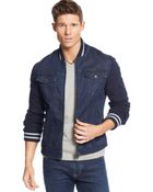Armani Jeans Denim Fleece Jacket - Lyst