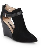 French Connection Leather & Suede Wedge Ankle Boots - Lyst