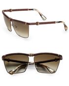 Lanvin Snake-Embossed Leather-Trim Square Sunglasses/Brown - Lyst