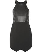 Mason by Michelle Mason Leather-Paneled Stretch-Crepe Mini Dress - Lyst