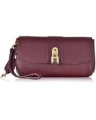 Patrizia Pepe Dark Atmospher Purple Leather Pochette Bag - Lyst