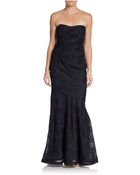 David Meister Strapless Jacquard Trumpet Gown - Lyst