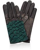 Nina Ricci Croc-Detail Leather Gloves - Lyst