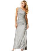 Laundry By Shelli Segal Metallic One Shoulder Gown - Lyst