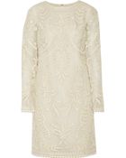 Oscar de la Renta Floral-Embroidered Tulle Dress - Lyst