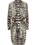 Roberto Cavalli Printed Silk Crepe De Chine Shirt Dress - Lyst