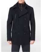 Calvin Klein White Label Zip Detail Wool Blend Peacoat - Lyst