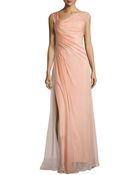 Monique Lhuillier Chiffon Asymmetric Draped Gown - Lyst