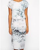 Asos Body-Conscious Dress With Drape Top In Marble Print - Lyst