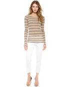 Enza Costa Cashmere Stripe Crew Neck Sweater - Lyst