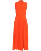 Cedric Charlier Pleated Midi Dress - Lyst