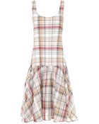 Suno Pink Plaid Ruffled Hem Dress - Lyst
