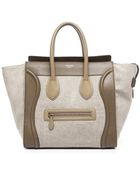 Celine Pre-Owned Calfskin Canvas Mini Luggage Tote Bag - Lyst