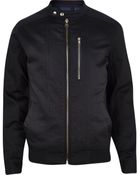 River Island Dark Navy Casual Bomber Jacket - Lyst