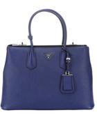 Prada Ink Saffiano Leather Large Top Handle Tote - Lyst