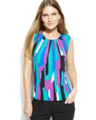 Calvin Klein Printed Pleatneck Top - Lyst
