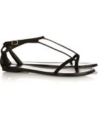 Saint Laurent Janis Suede and Metallic Leather Sandals - Lyst