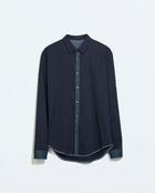 Zara Stretch Shirt With Contrasting Collar - Lyst