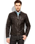 Vince Camuto Four-Pocket Leather Motorcycle Jacket - Lyst