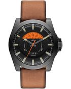 Diesel Mens Arges Tan Leather Strap Watch 50x46mm - Lyst