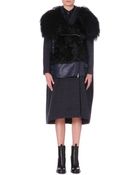 Sacai Sheerling Collar Wool-blend and Leather Coat - Lyst