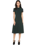 Yigal Azrouel Mechanical Stretch Dress With Pleats - Fern - Lyst