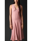 Burberry Dropped Waist Layered Silk Dress - Lyst