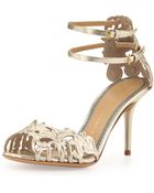 Charlotte Olympia Margherita Metallic Anklestrap Sandal - Lyst