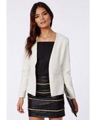 Missguided Amander Collarless Cropped Back Tailored Blazer White - Lyst