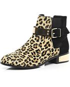 River Island Brown Leopard Print Pony Skin Chelsea Boots - Lyst