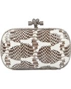 Bottega Veneta Snakeskin Knot Clutch - Lyst