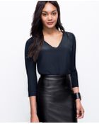 Ann Taylor Faux Leather Trim Silk Tunic - Lyst