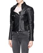 McQ by Alexander McQueen Leather Cropped Biker Jacket - Lyst