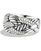 David Yurman Sculpted Cable Ring With Diamonds - Lyst