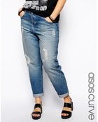 Asos Curve Exclusive Brady Boyfriend Jean With Rips - Lyst