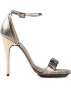 Lanvin Metallic Sandals - Lyst