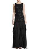 Halston Heritage Sleeveless Sequined Lace-Bodice Gown - Lyst