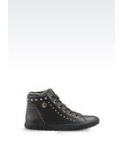 Armani Jeans High Top Sneaker In Leather With Studs - Lyst