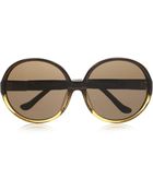 The Row Leather-Trimmed Acetate Round-Frame Sunglasses - Lyst
