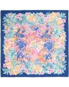 Ferragamo Foulard Ginkos Floral Square Silk Scarf - Lyst