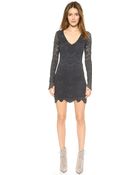 Nightcap Spanish Lace Long Sleeve Deep V Dress - Charcoal - Lyst